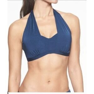 ATHLETA Blue Underwire Swimsuit Halter Bikini Top womens 34 B/C